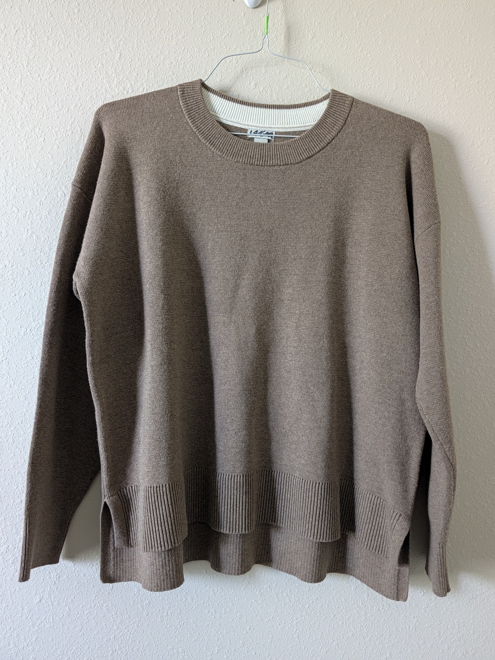 L.L.Bean Women's Sweater Cashmere Blend Crew Neck Neutral Brown Large